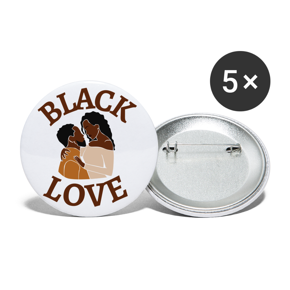 Black Love Buttons large 2.2'' (5-pack) - white