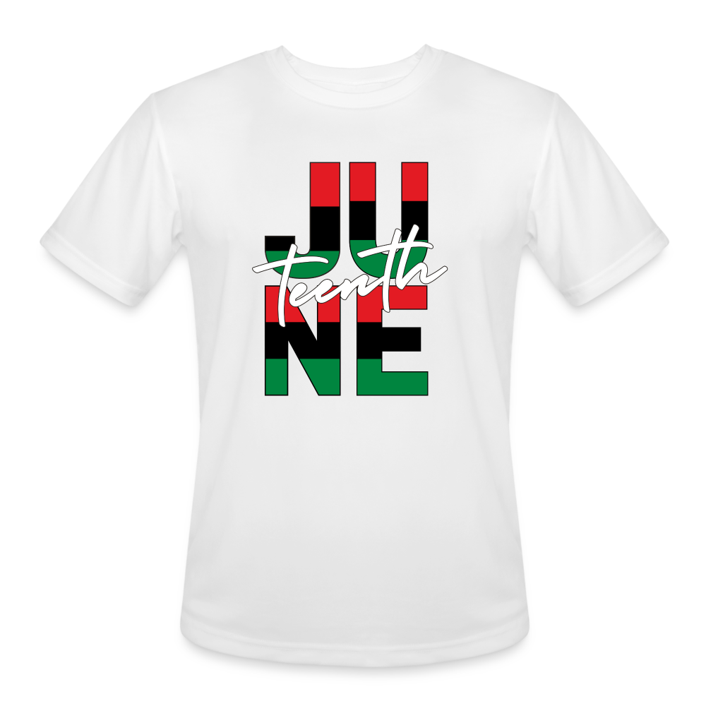Juneteenth RBG Squared Men’s Moisture Wicking Performance T-Shirt - white