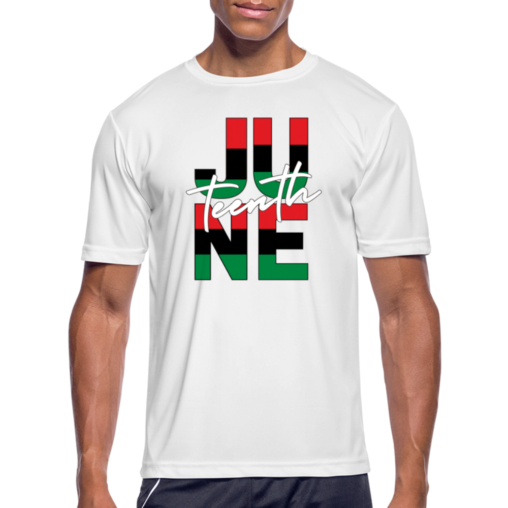 Juneteenth RBG Squared Men’s Moisture Wicking Performance T-Shirt - white