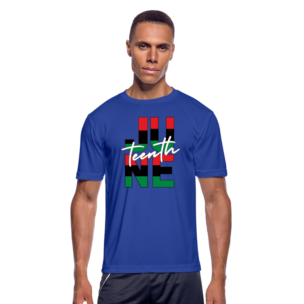 Juneteenth RBG Squared Men’s Moisture Wicking Performance T-Shirt - royal blue