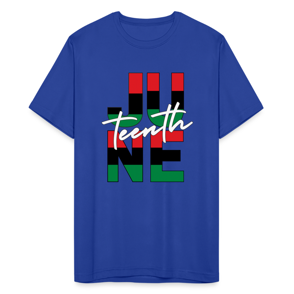 Juneteenth RBG Squared Men’s Moisture Wicking Performance T-Shirt - royal blue