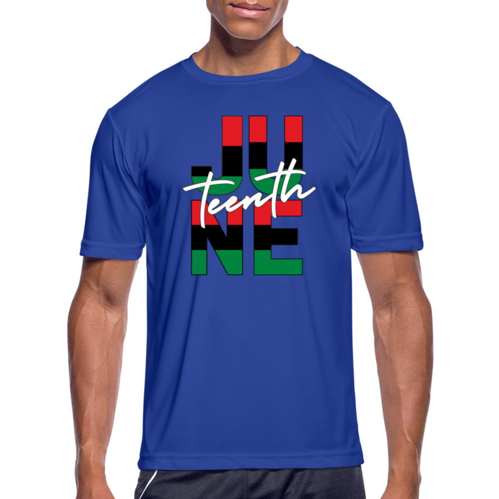 Juneteenth RBG Squared Men’s Moisture Wicking Performance T-Shirt - royal blue