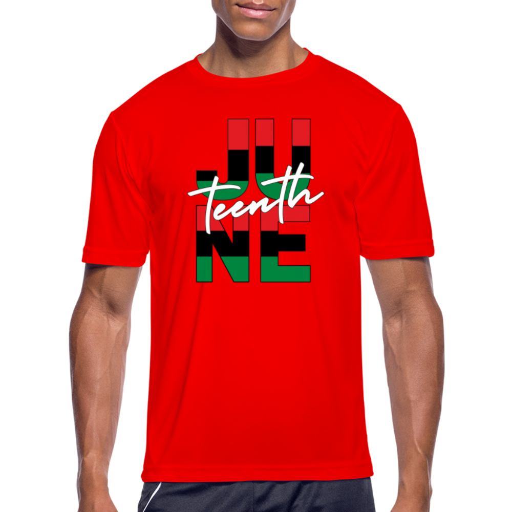 Juneteenth RBG Squared Men’s Moisture Wicking Performance T-Shirt - red