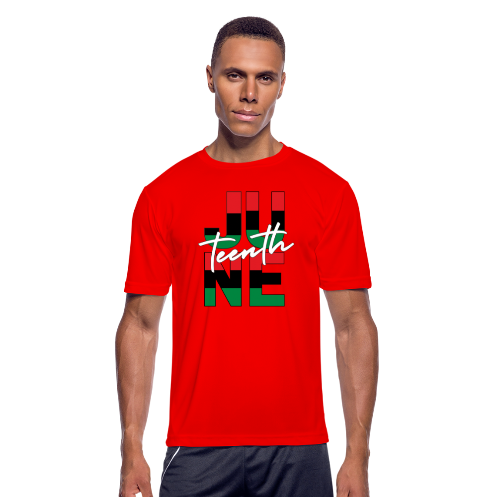 Juneteenth RBG Squared Men’s Moisture Wicking Performance T-Shirt - red