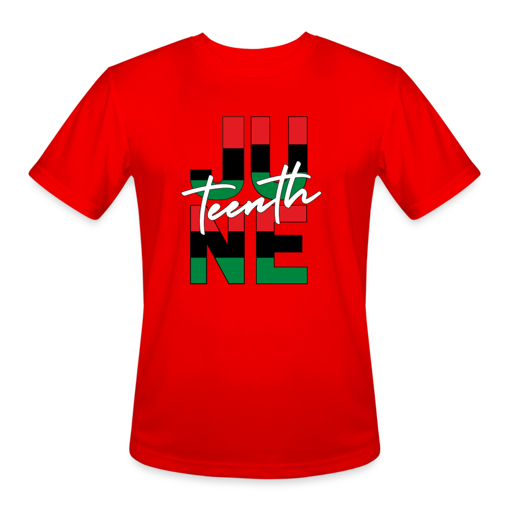 Juneteenth RBG Squared Men’s Moisture Wicking Performance T-Shirt - red