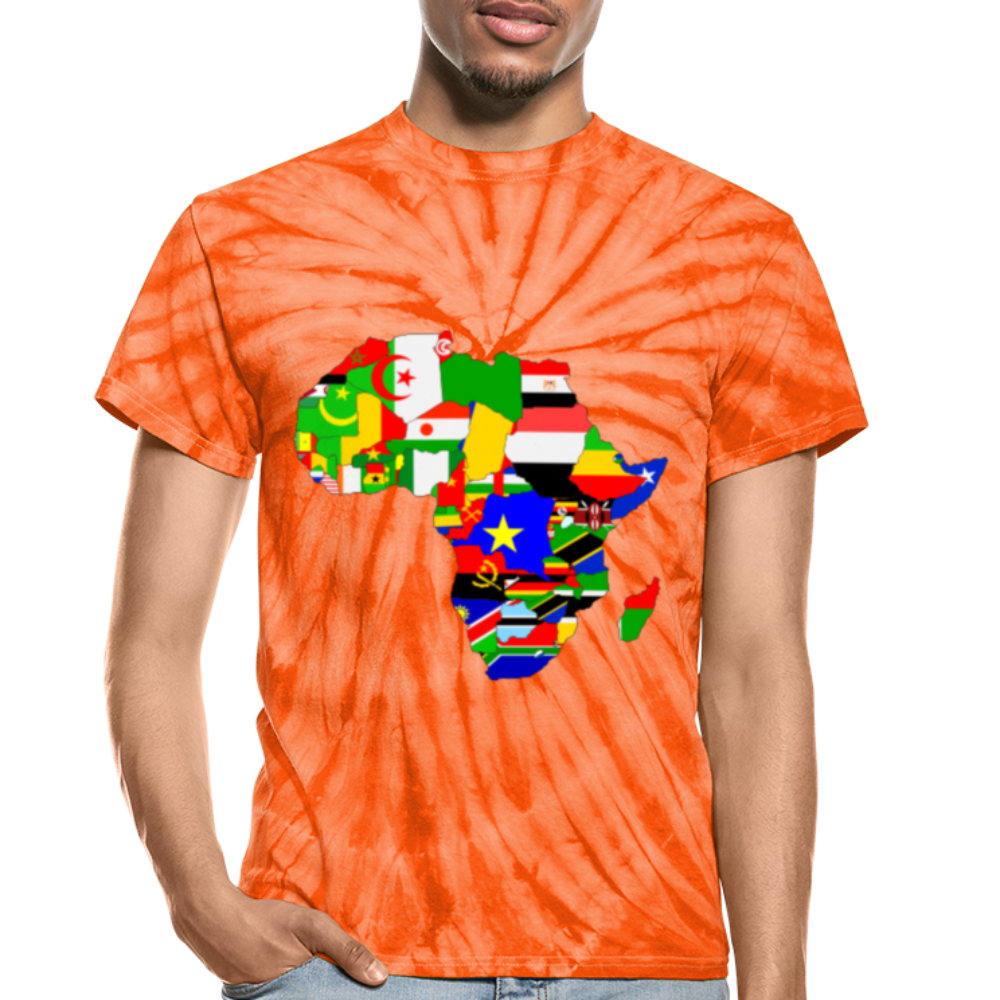 African Flags Unisex Tie Dye T-Shirt - Chocolate Ancestor