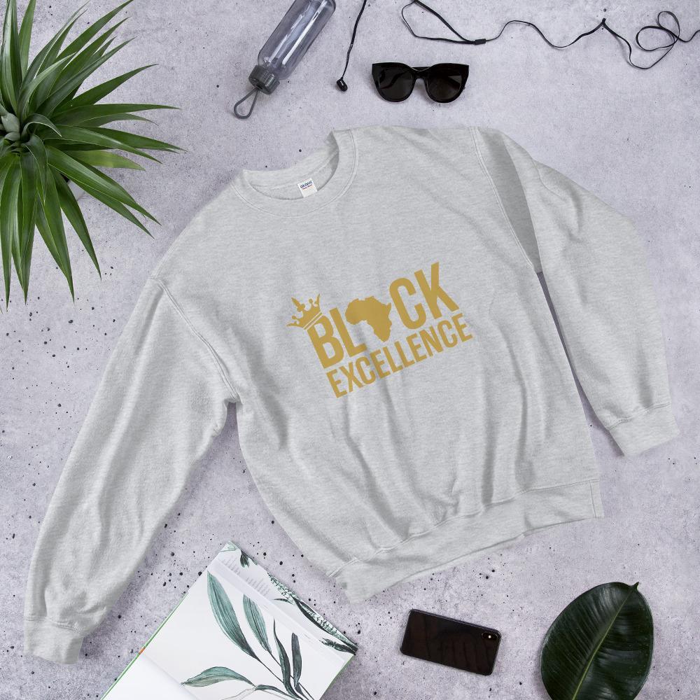 Black Excellence (Gold) Unisex Crewneck Sweatshirt - Chocolate Ancestor