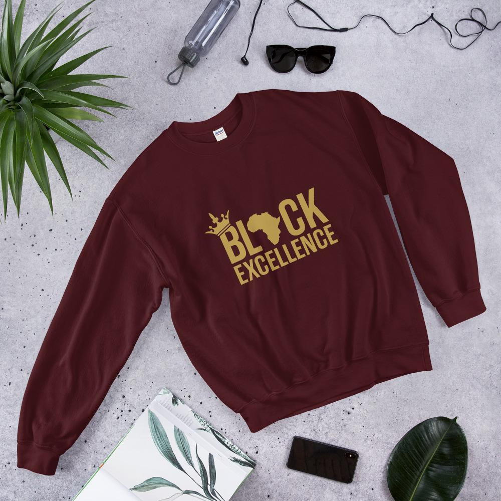 Black Excellence (Gold) Unisex Crewneck Sweatshirt - Chocolate Ancestor