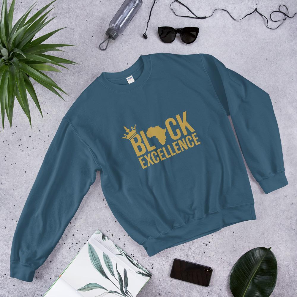 Black Excellence (Gold) Unisex Crewneck Sweatshirt - Chocolate Ancestor