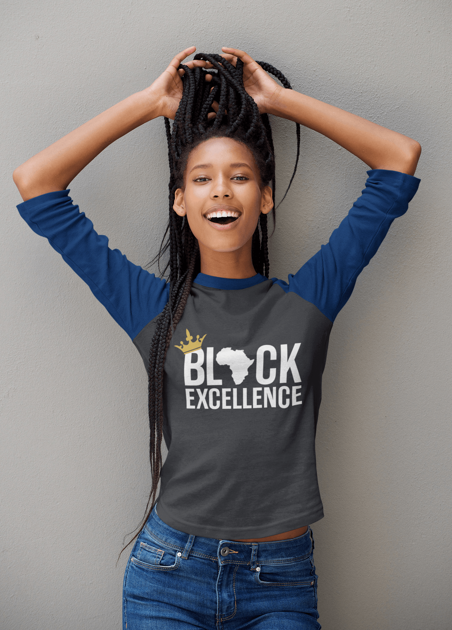 Black Excellence (White) Unisex 3/4 sleeve raglan shirt - Chocolate Ancestor
