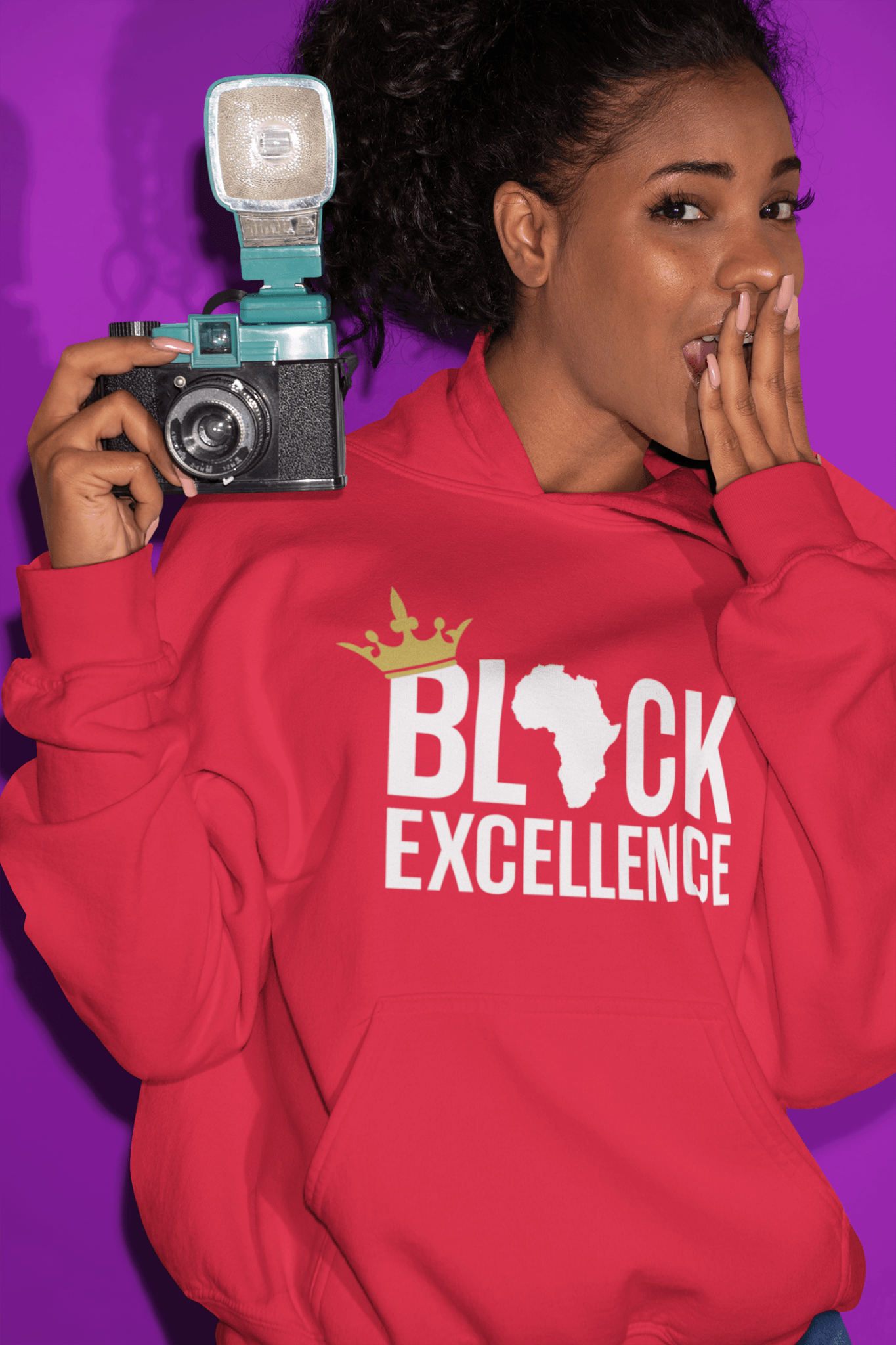 Black Excellence (White) Unisex Hooded Sweatshirt - Chocolate Ancestor