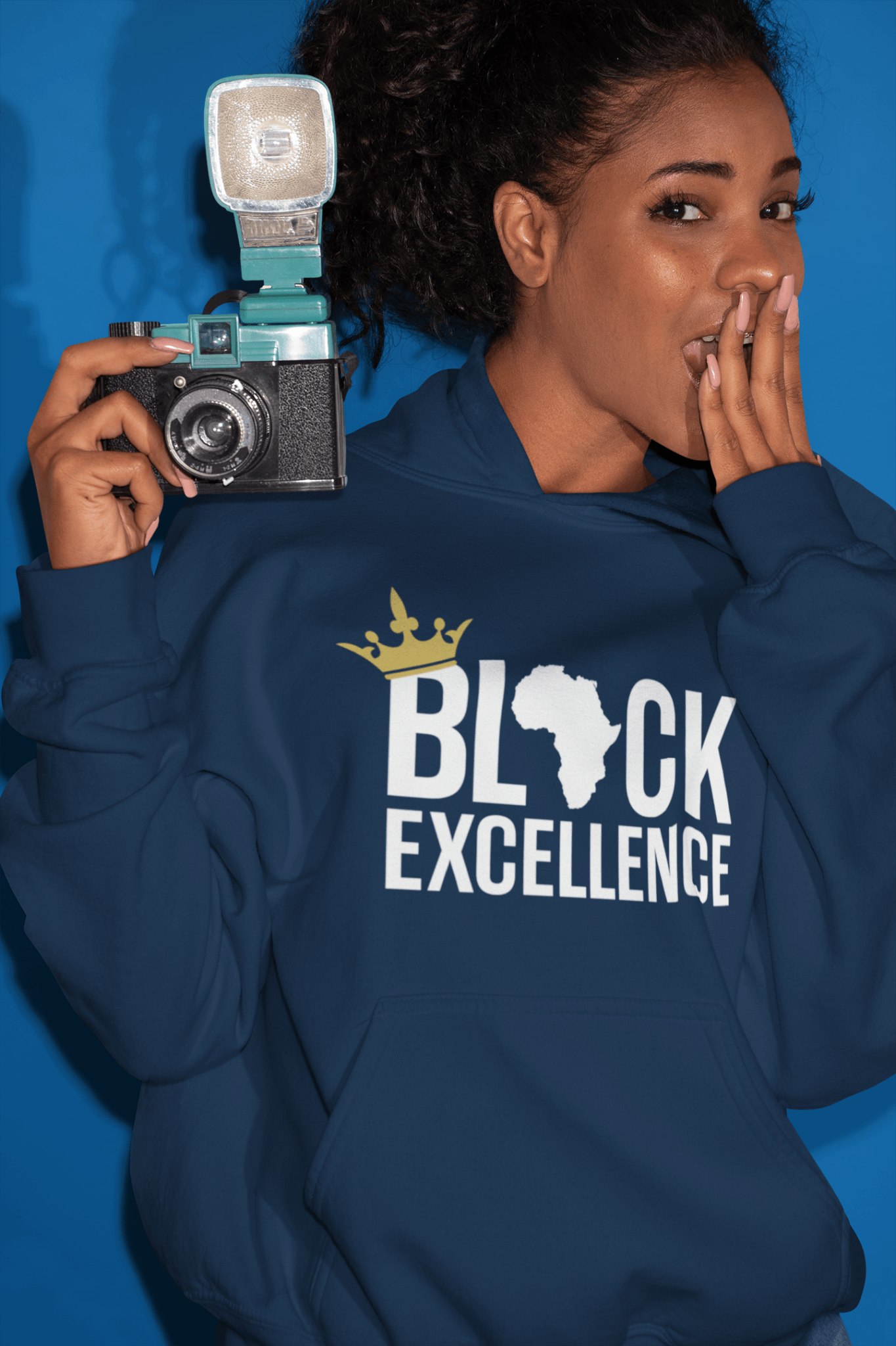 Black Excellence (White) Unisex Hooded Sweatshirt - Chocolate Ancestor