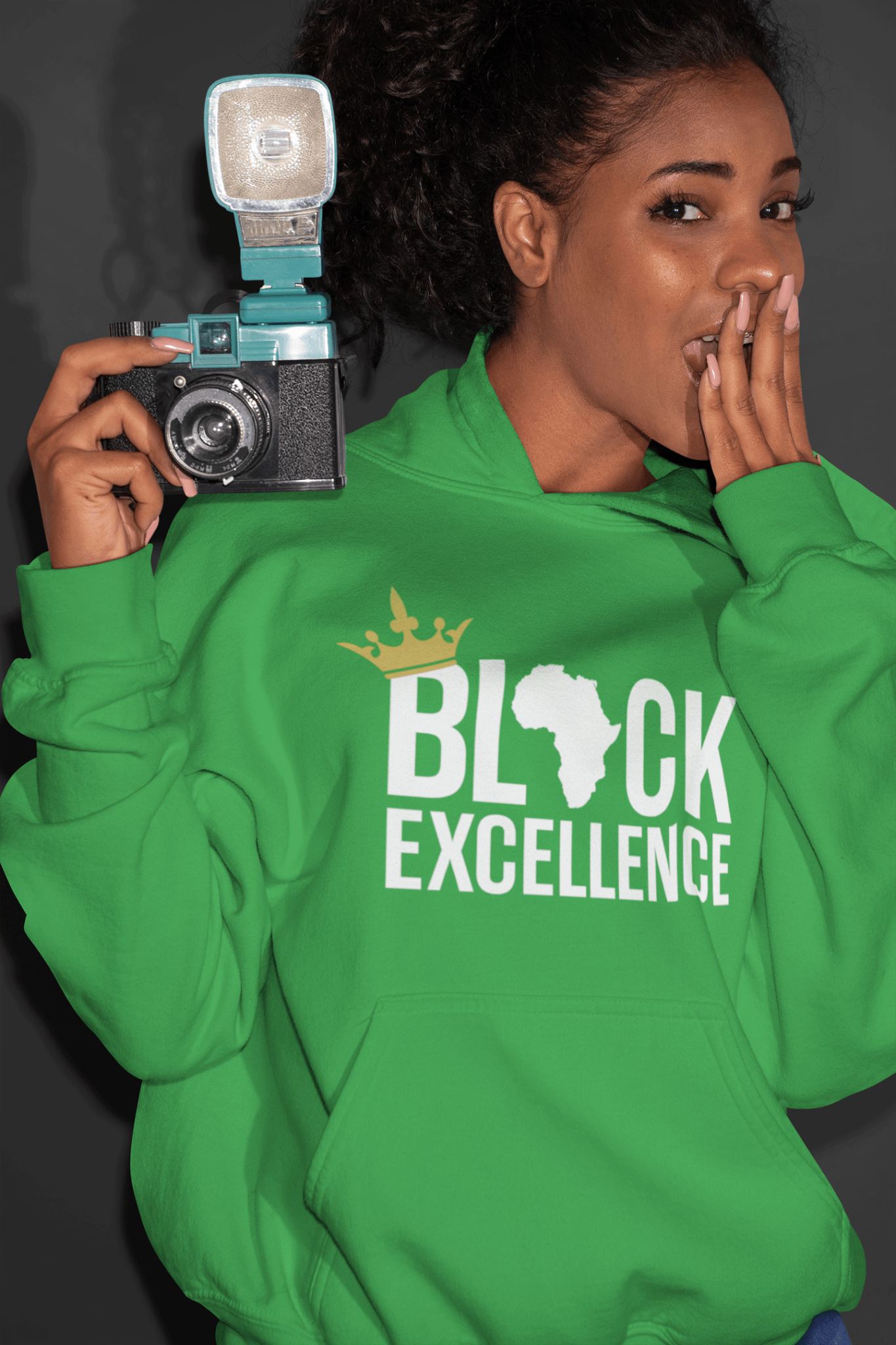 Black Excellence (White) Unisex Hooded Sweatshirt - Chocolate Ancestor
