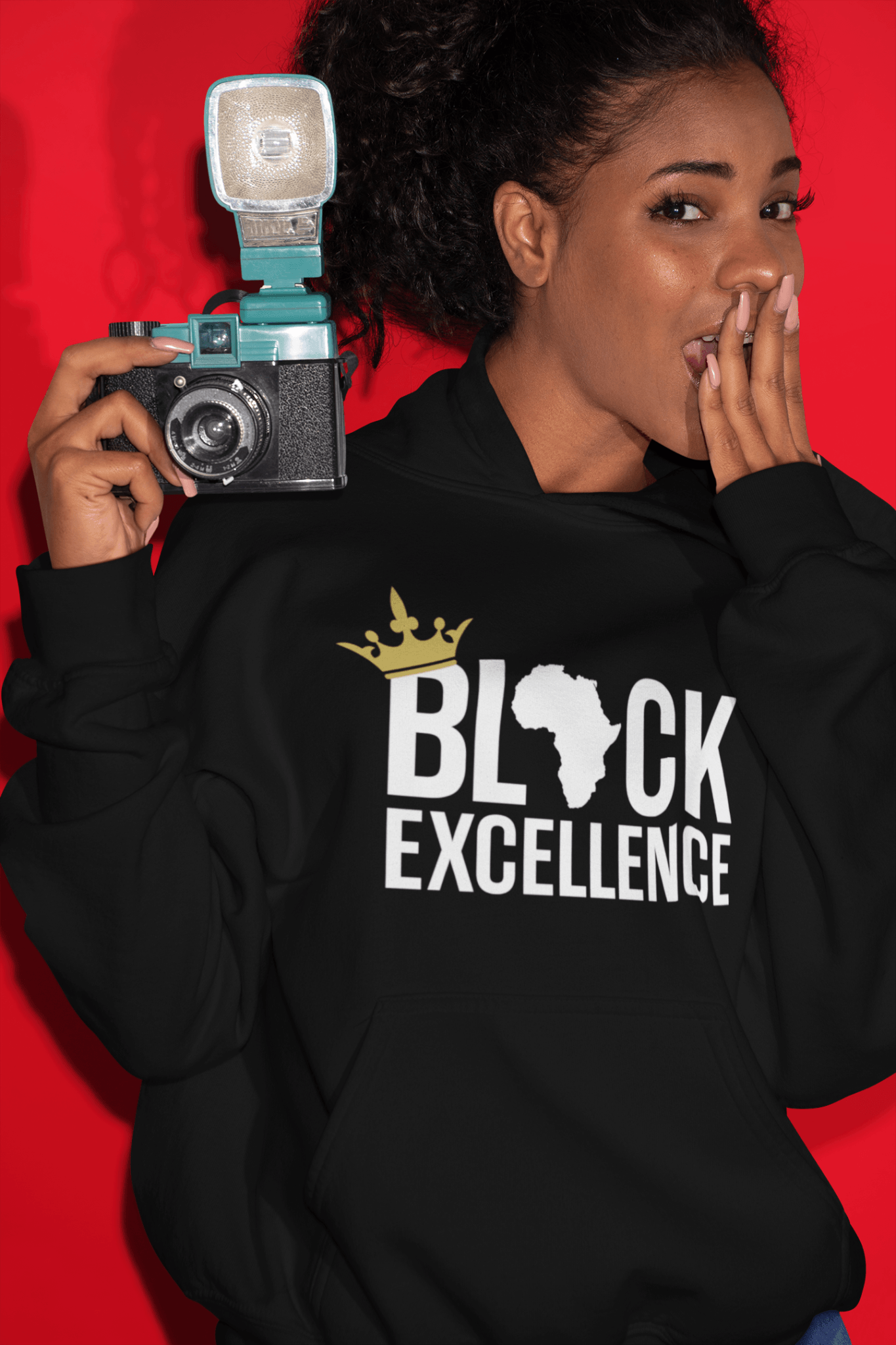 Black Excellence (White) Unisex Hooded Sweatshirt - Chocolate Ancestor