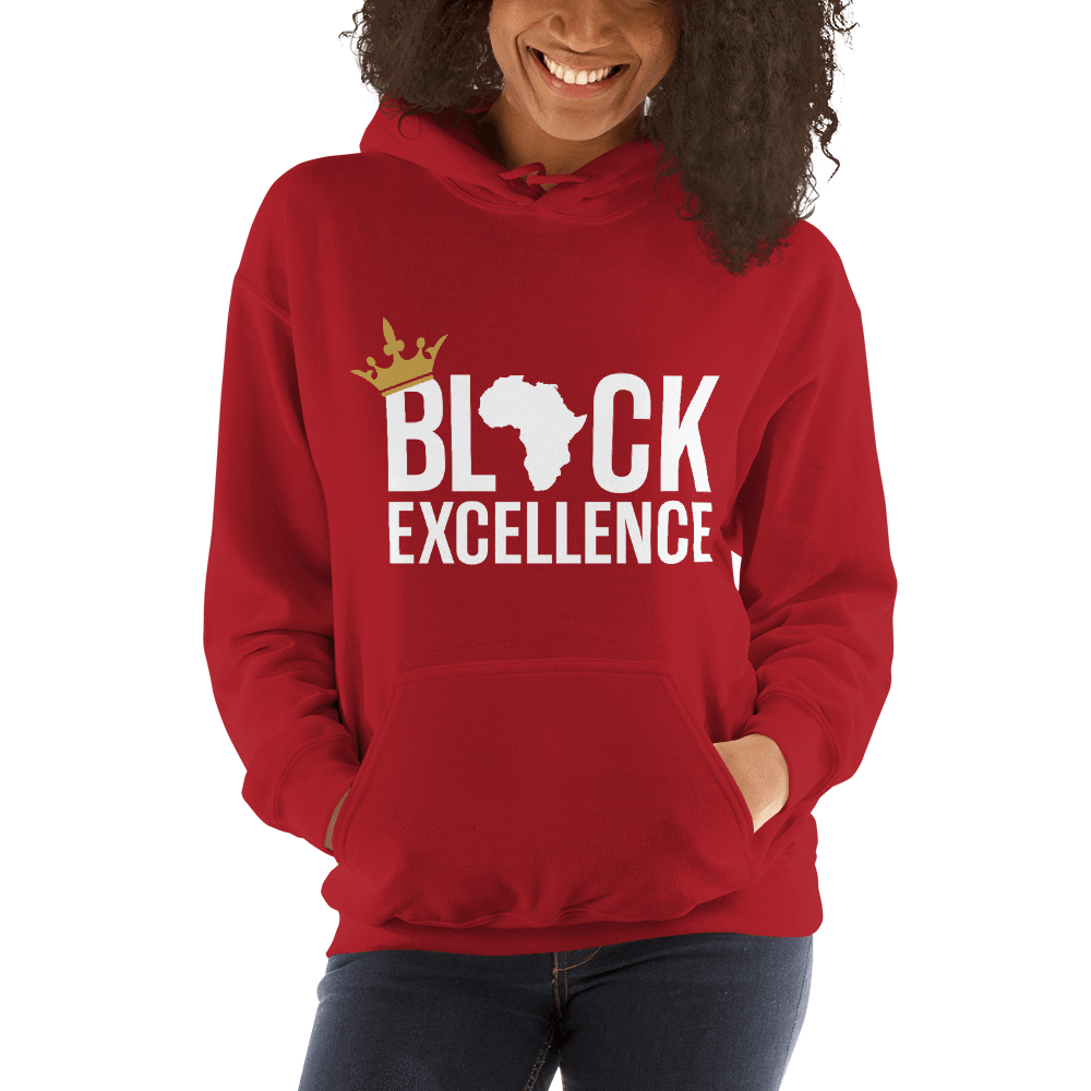 Black Excellence (White) Unisex Hooded Sweatshirt - Chocolate Ancestor