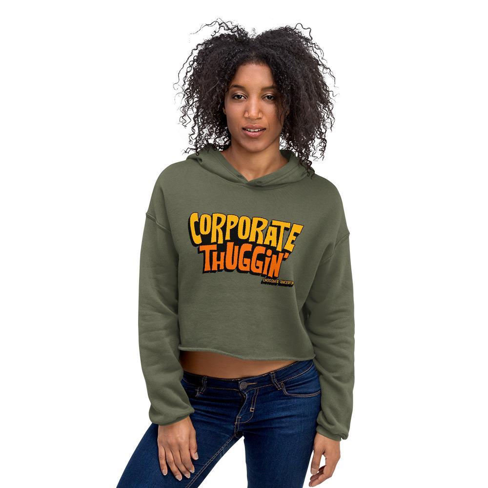 Corporate Thuggin' Ladies Crop Hoodie - Chocolate Ancestor