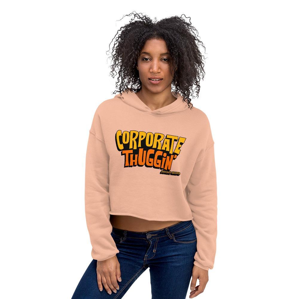 Corporate Thuggin' Ladies Crop Hoodie - Chocolate Ancestor