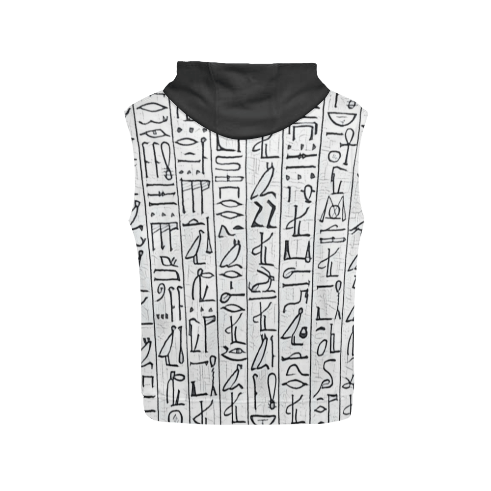 Egyptian Hieroglyphics (White) Unisex Sleeveless Hoodie - Chocolate Ancestor