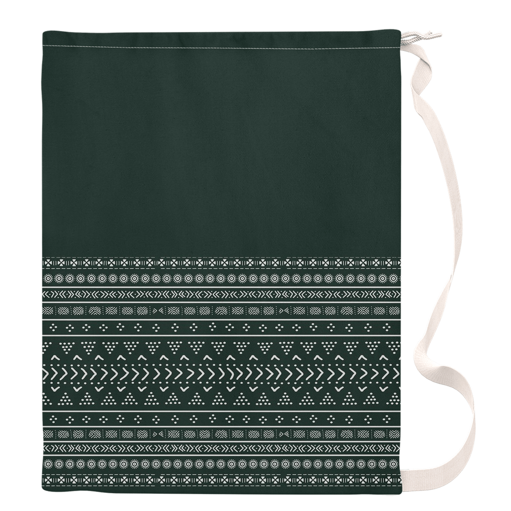 Emerald Mudcloth Boho Laundry Bag - Chocolate Ancestor