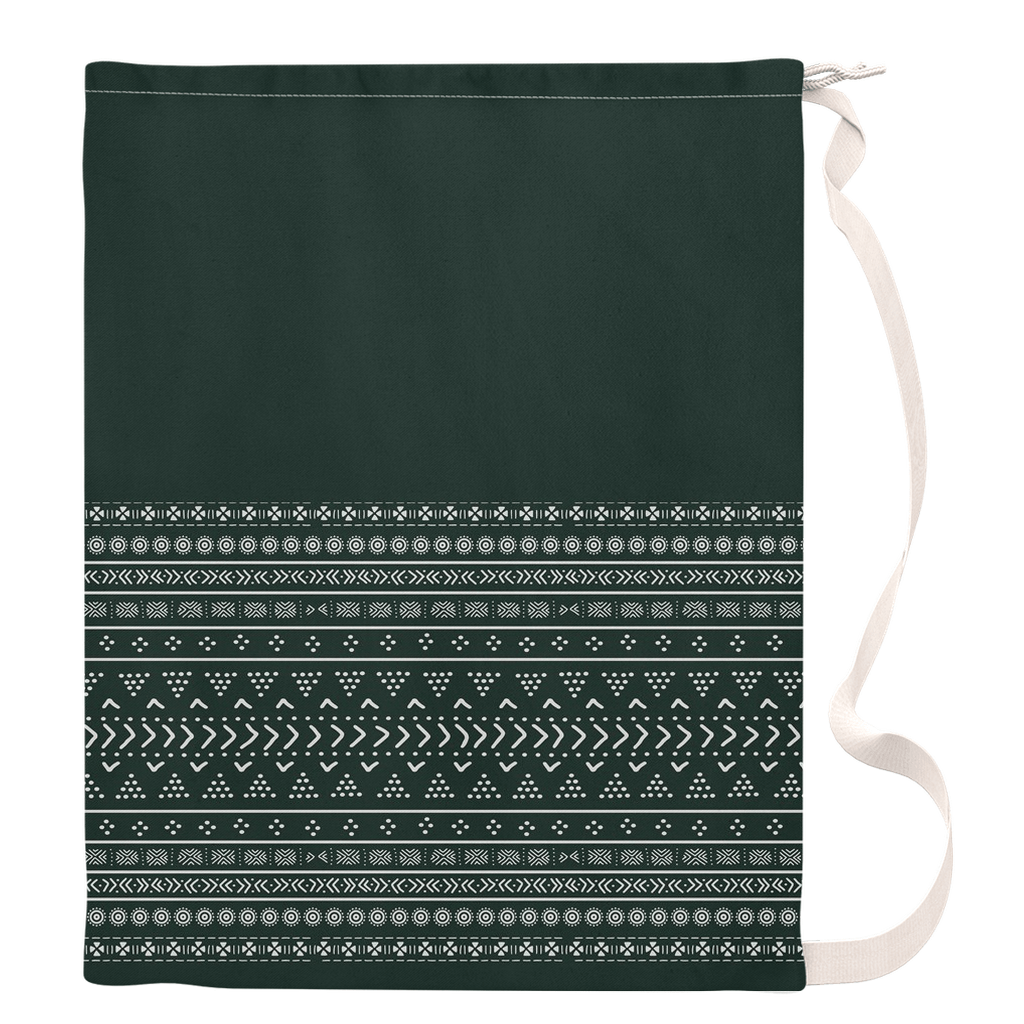Emerald Mudcloth Boho Laundry Bag - Chocolate Ancestor