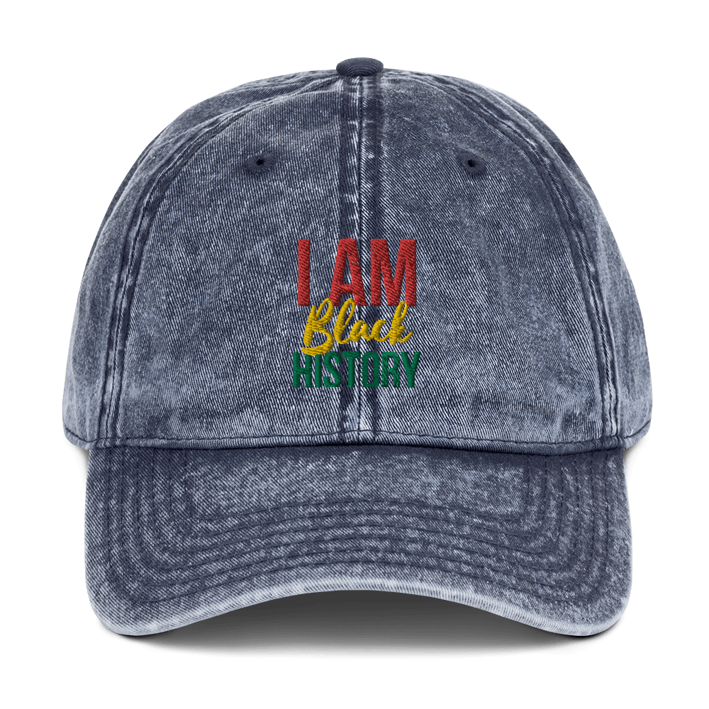 I Am Black History Unisex Vintage Cotton Twill Cap - Chocolate Ancestor