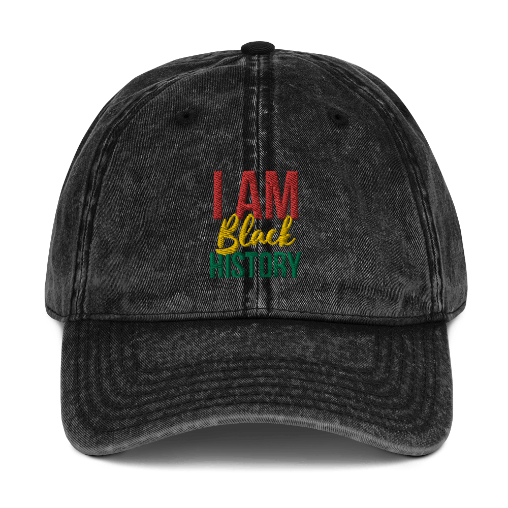 I Am Black History Unisex Vintage Cotton Twill Cap - Chocolate Ancestor