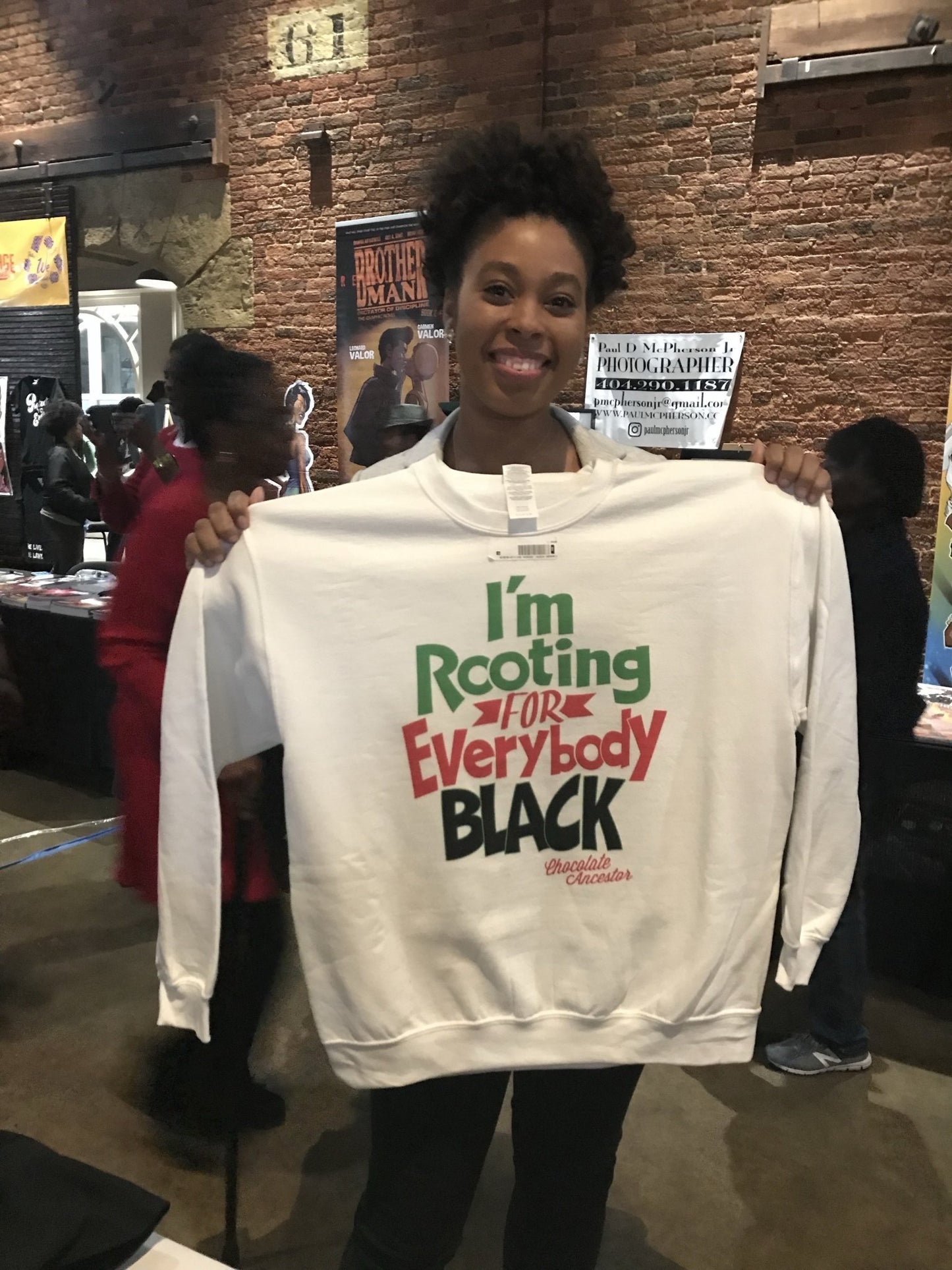 I'm Rooting for Everybody Black Unisex Sweatshirt - Chocolate Ancestor