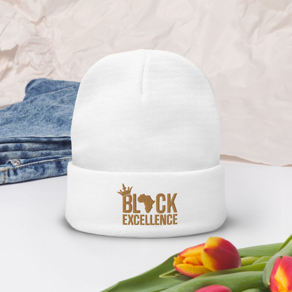 Black Excellence (Gold) Knit Beanie