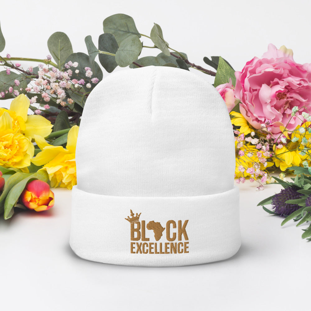 Black Excellence (Gold) Knit Beanie