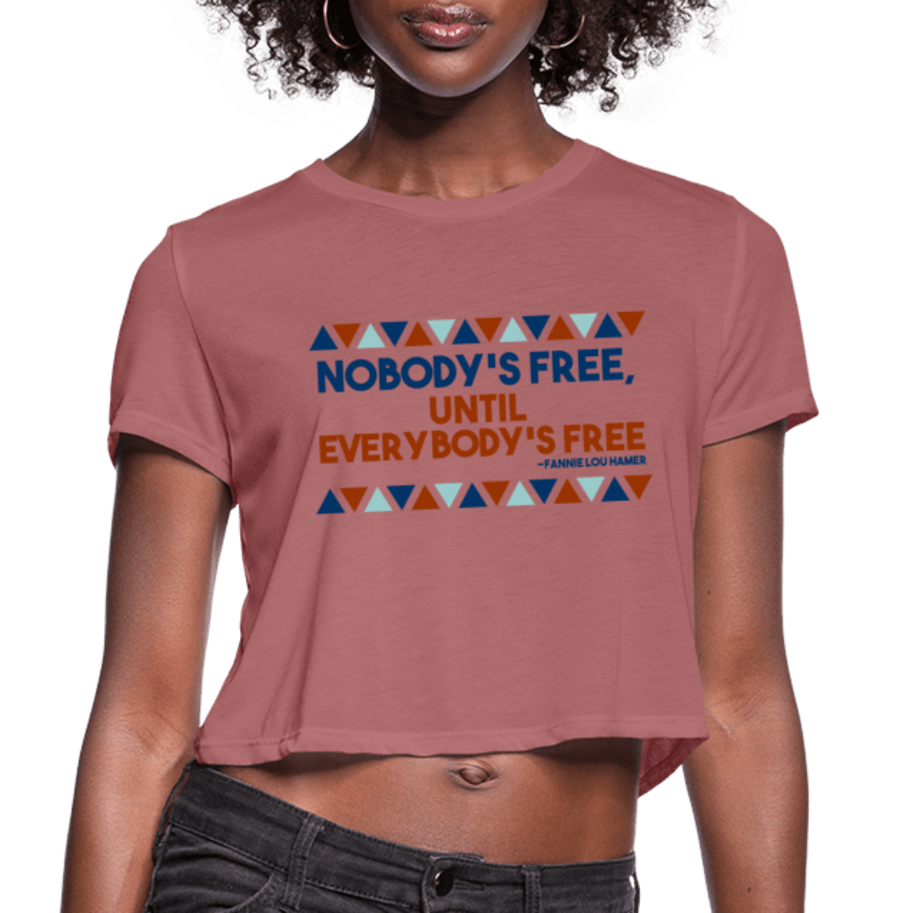 Nobody's Free Until Everybody's Free Fannie Lou Hamer Women's Crop Top (Style 2) - Chocolate Ancestor