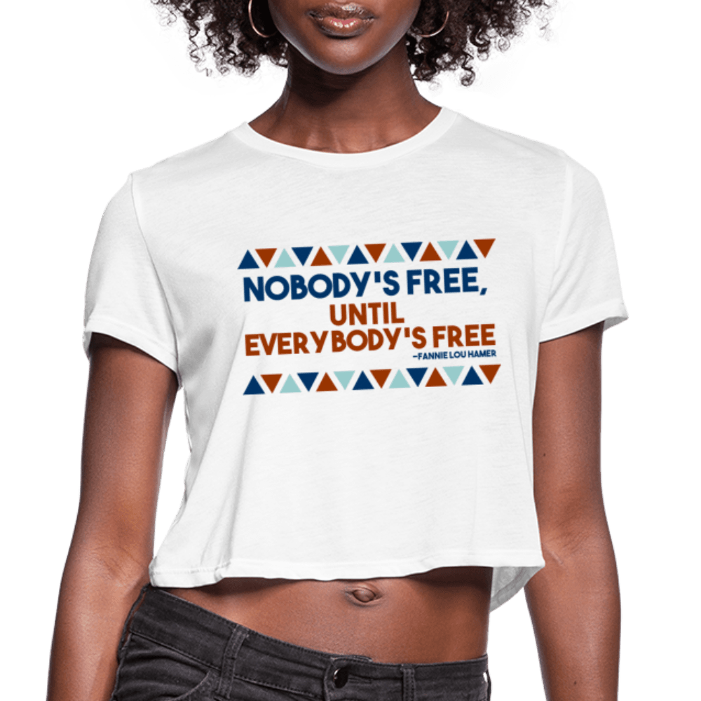 Nobody's Free Until Everybody's Free Fannie Lou Hamer Women's Crop Top (Style 2) - Chocolate Ancestor