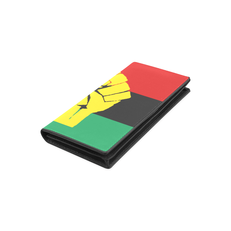 RBG Flag w/ Yellow Fist Ladies Leather Wallet - Chocolate Ancestor