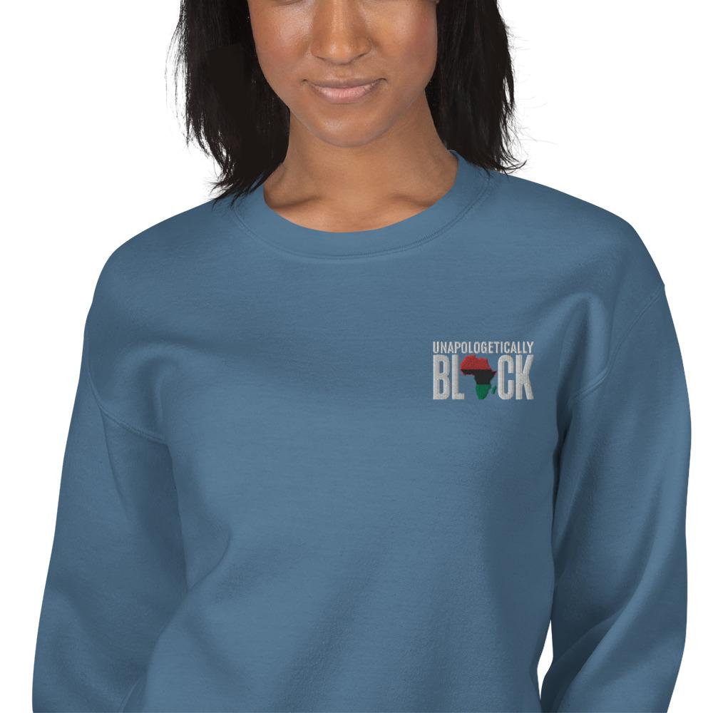 Unapologetically Black Pan African RBG Embroidered Unisex Sweatshirt - Chocolate Ancestor