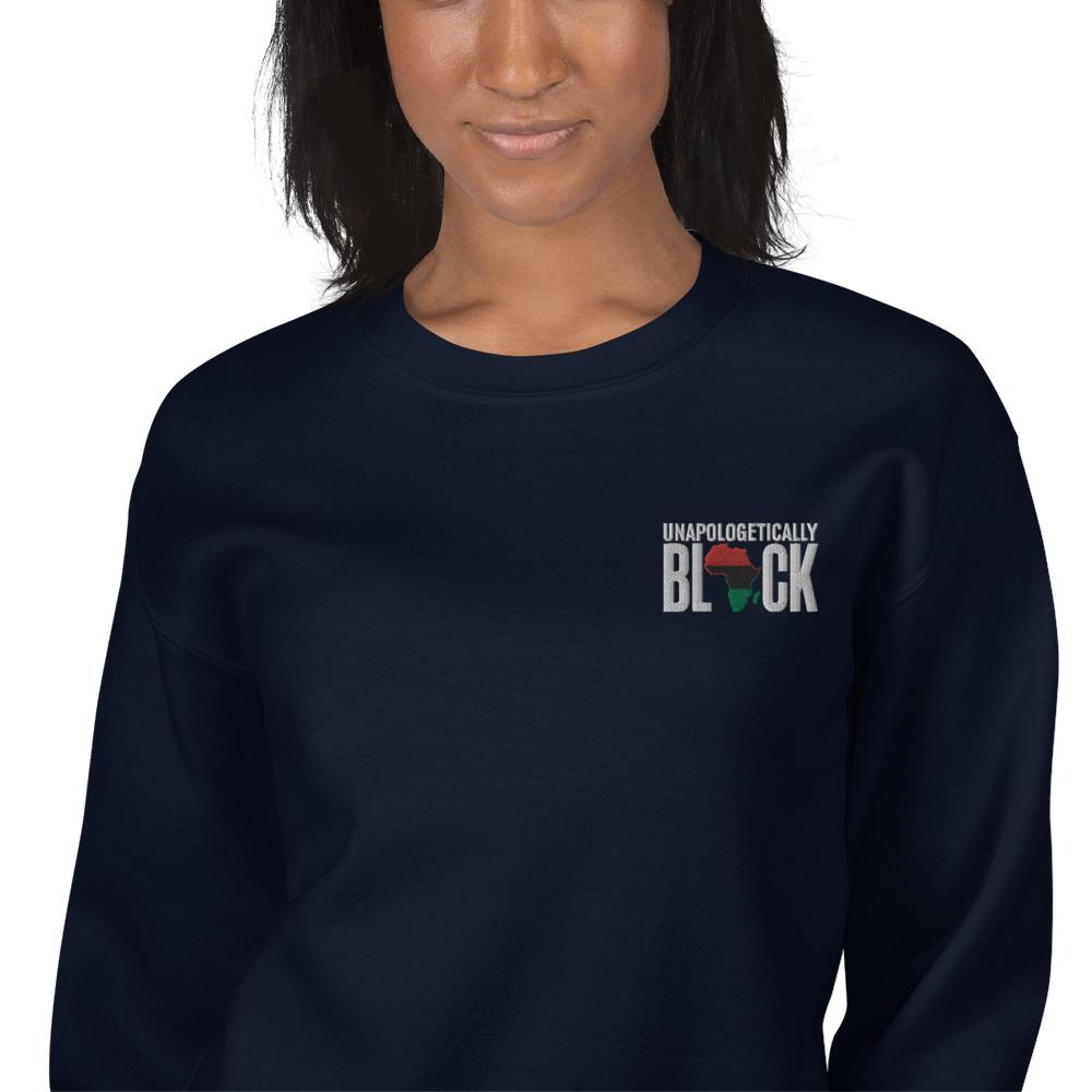 Unapologetically Black Pan African RBG Embroidered Unisex Sweatshirt - Chocolate Ancestor