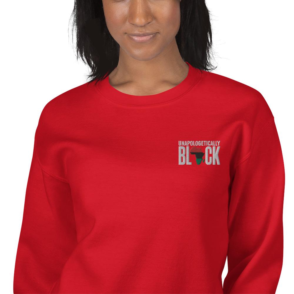 Unapologetically Black Pan African RBG Embroidered Unisex Sweatshirt - Chocolate Ancestor
