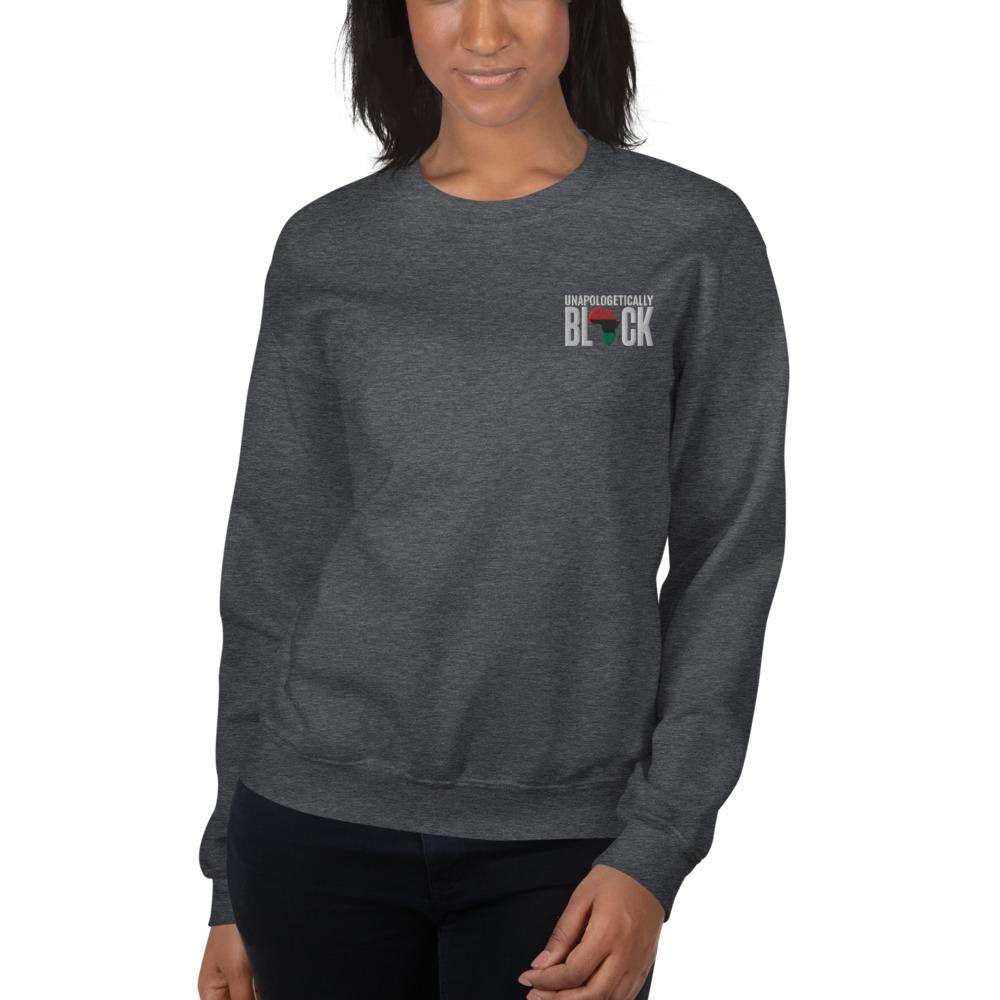 Unapologetically Black Pan African RBG Embroidered Unisex Sweatshirt - Chocolate Ancestor
