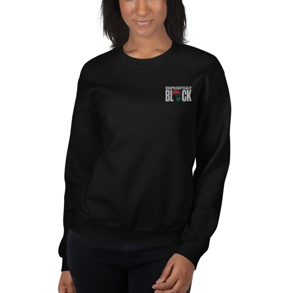 Unapologetically Black Pan African RBG Embroidered Unisex Sweatshirt - Chocolate Ancestor