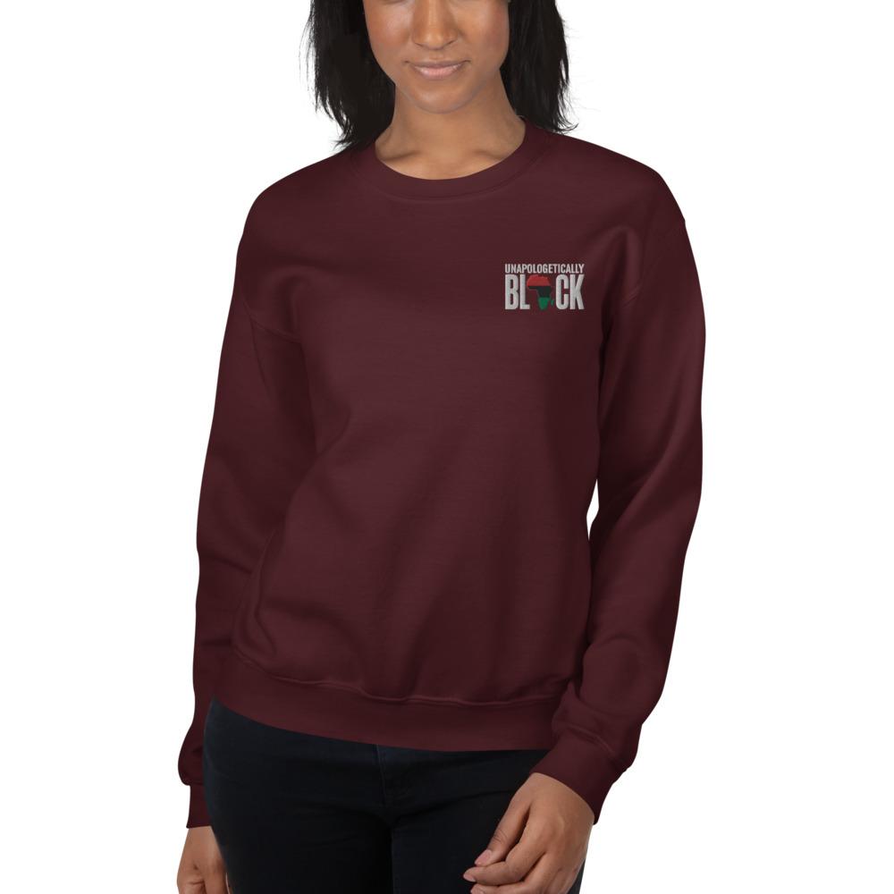 Unapologetically Black Pan African RBG Embroidered Unisex Sweatshirt - Chocolate Ancestor