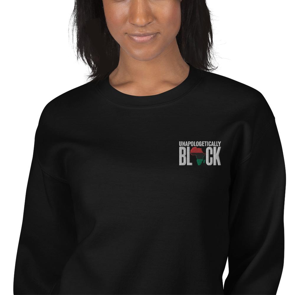 Unapologetically Black Pan African RBG Embroidered Unisex Sweatshirt - Chocolate Ancestor
