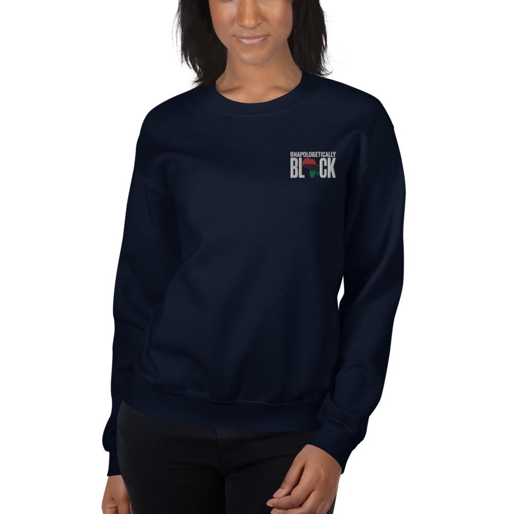 Unapologetically Black Pan African RBG Embroidered Unisex Sweatshirt - Chocolate Ancestor
