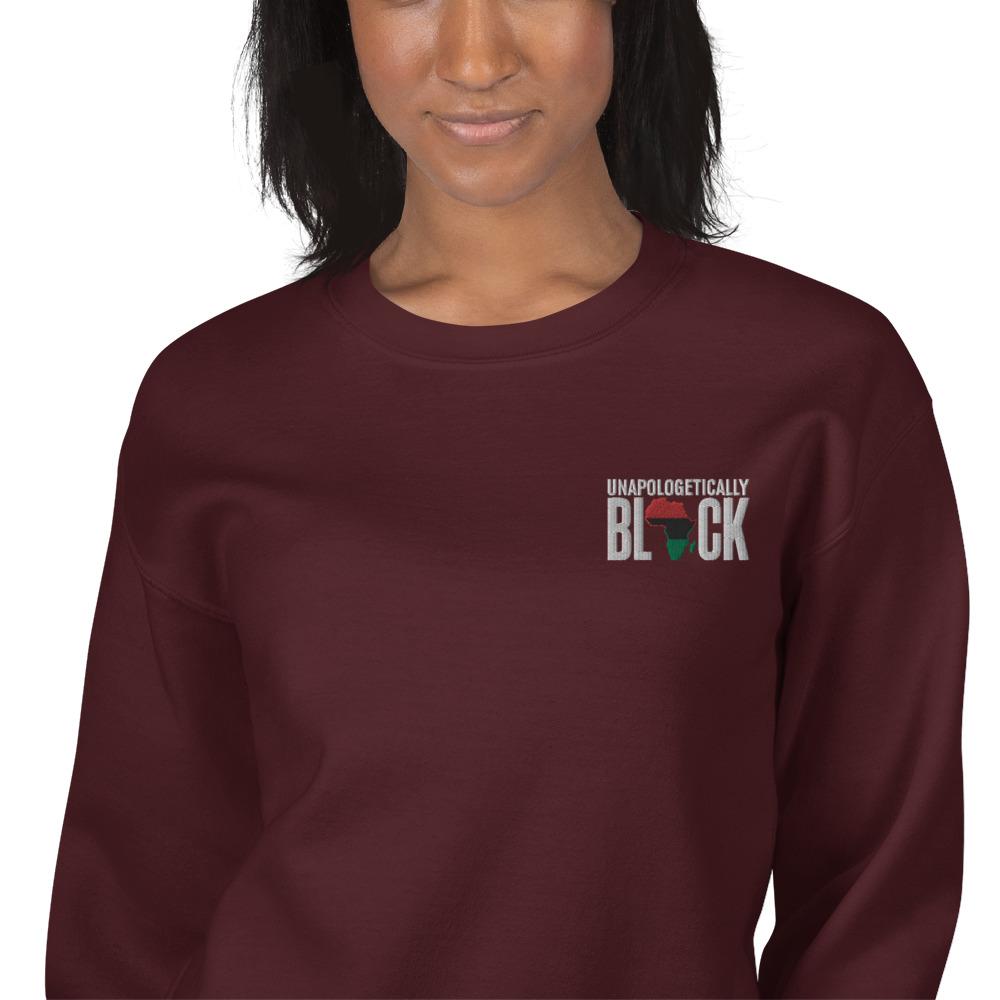 Unapologetically Black Pan African RBG Embroidered Unisex Sweatshirt - Chocolate Ancestor