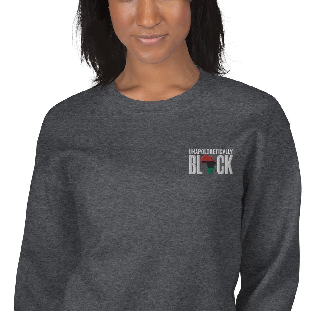 Unapologetically Black Pan African RBG Embroidered Unisex Sweatshirt - Chocolate Ancestor