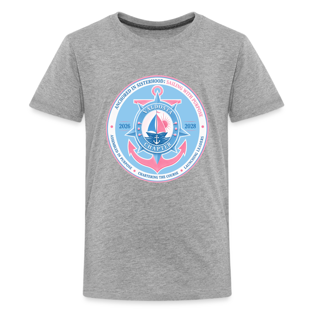 Valdosta JJOA 2026-2028 Theme Emblem Light Blue Kids' Premium T-Shirt - heather gray
