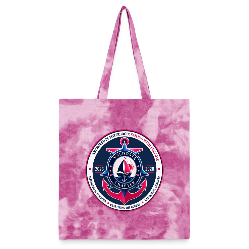 Valdosta JJOA 2026-2028 Theme Emblem Tie Dye Tote Bag - pink lady