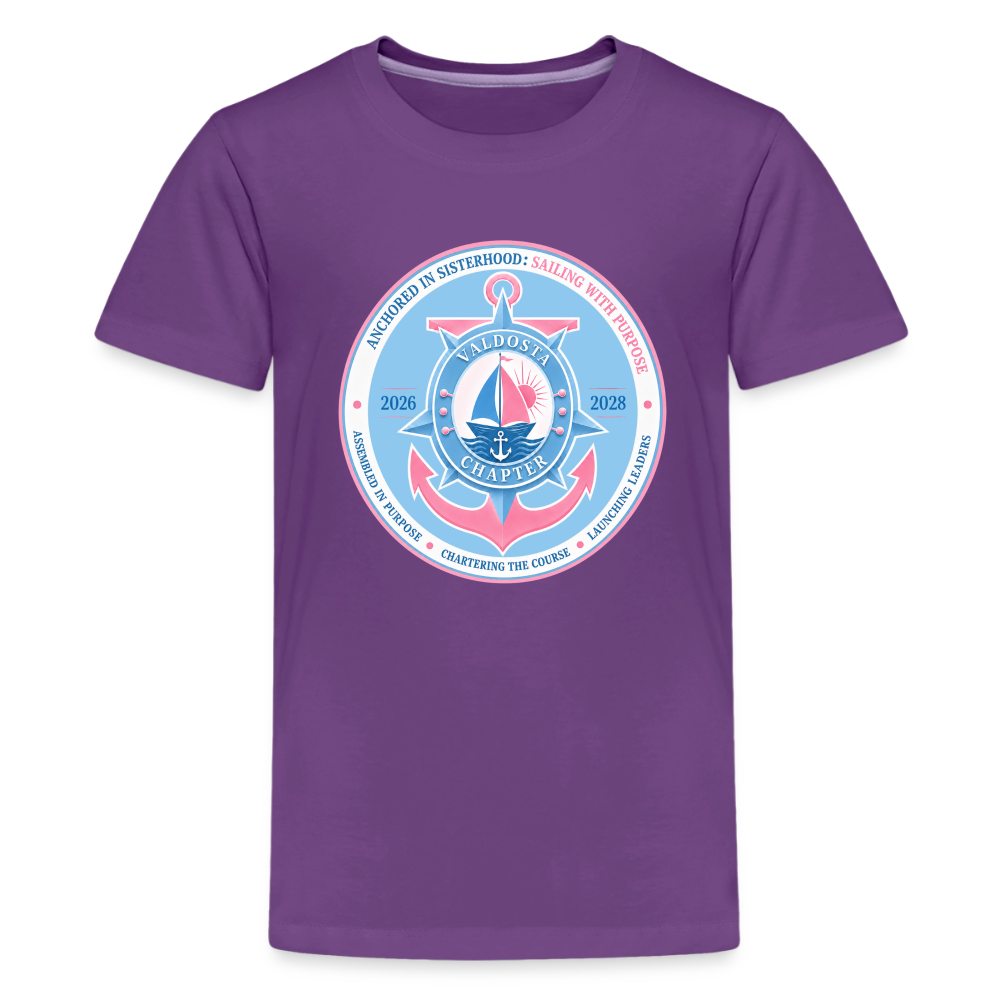 Valdosta JJOA 2026-2028 Theme Emblem Light Blue Kids' Premium T-Shirt - purple