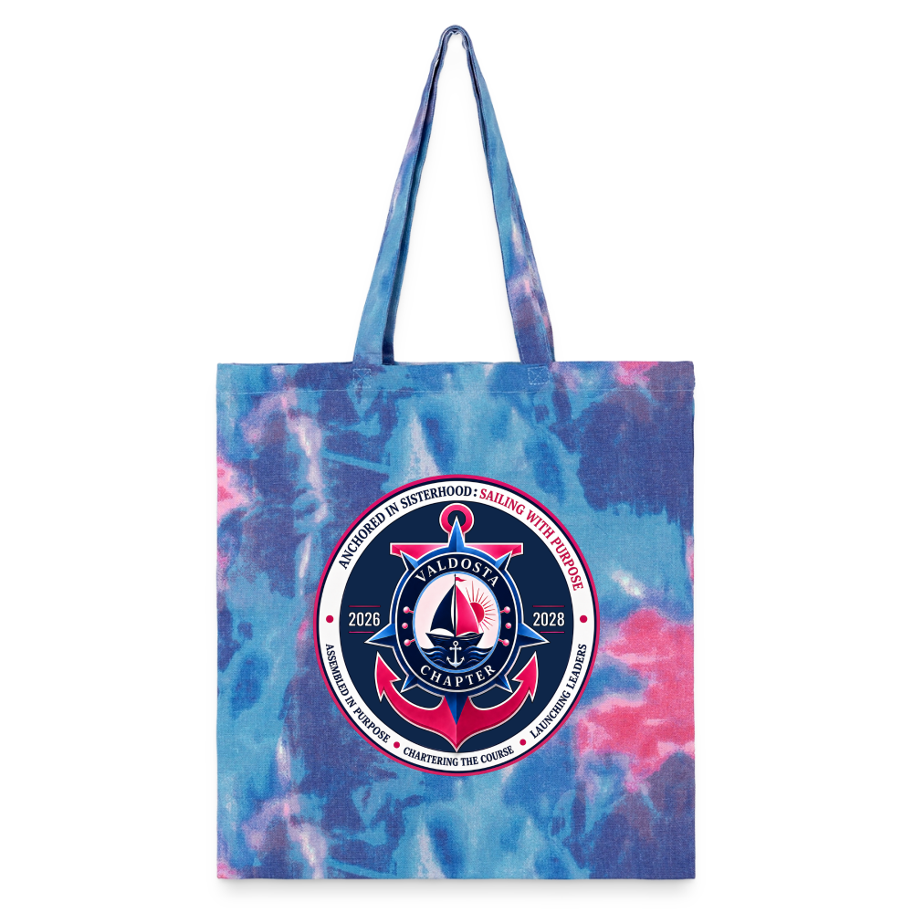 Valdosta JJOA 2026-2028 Theme Emblem Tie Dye Tote Bag - cotton candy 