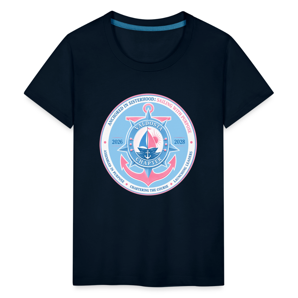 Valdosta JJOA 2026-2028 Theme Emblem Light Blue Kids' Premium T-Shirt - deep navy