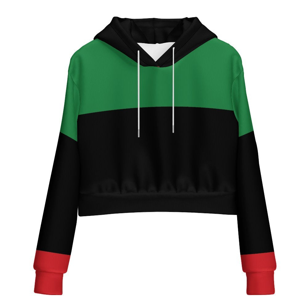 Pan African RBG Flag Cropped Hoodie for Women