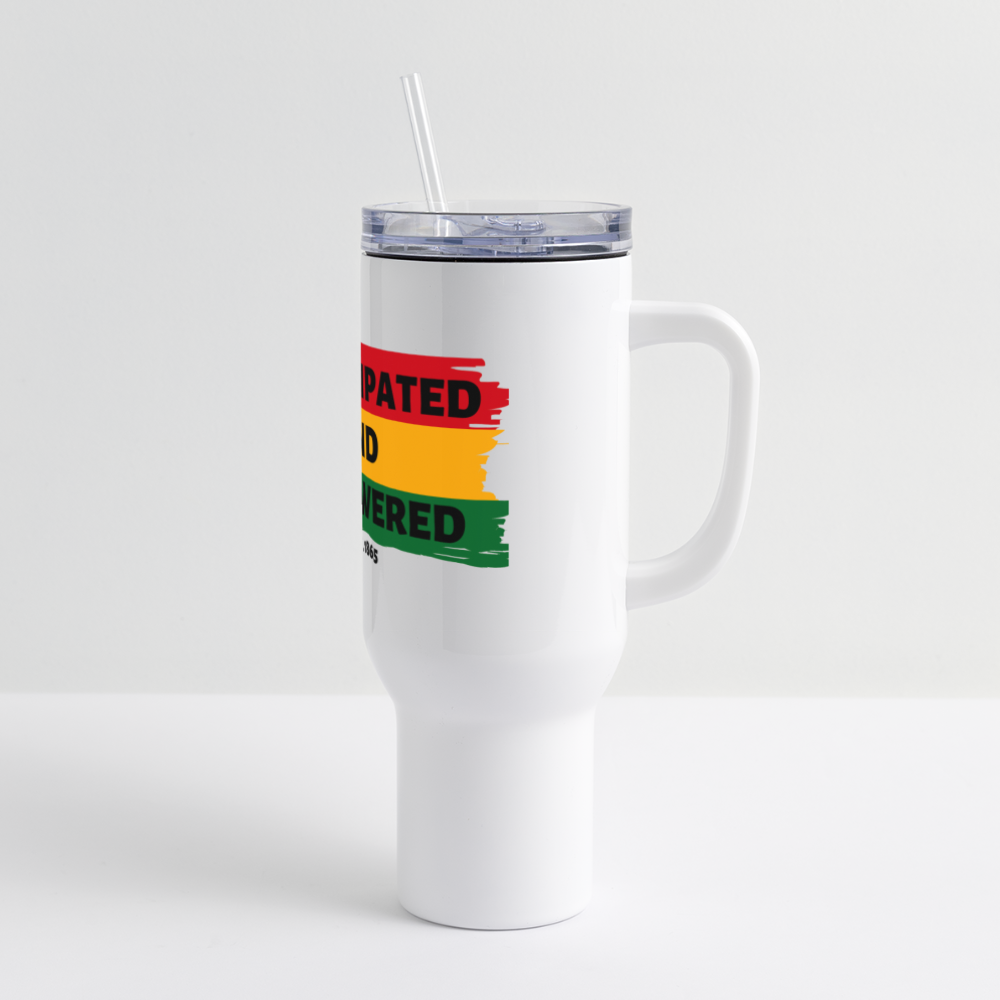 Emancipated and Empowered 40 oz Travel Tumbler - white