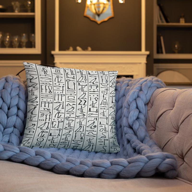 Egyptian Hieroglyphics Pillow - Chocolate Ancestor